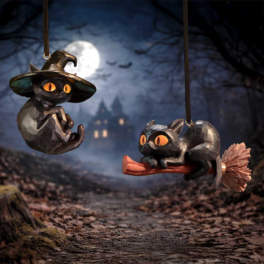 Curse and Claw Gothic Weihnachtsanhänger – 2 schwarze Katzen