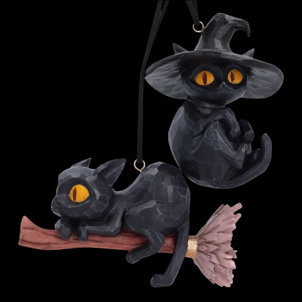 Curse and Claw Gothic Weihnachtsanhänger – 2 schwarze Katzen