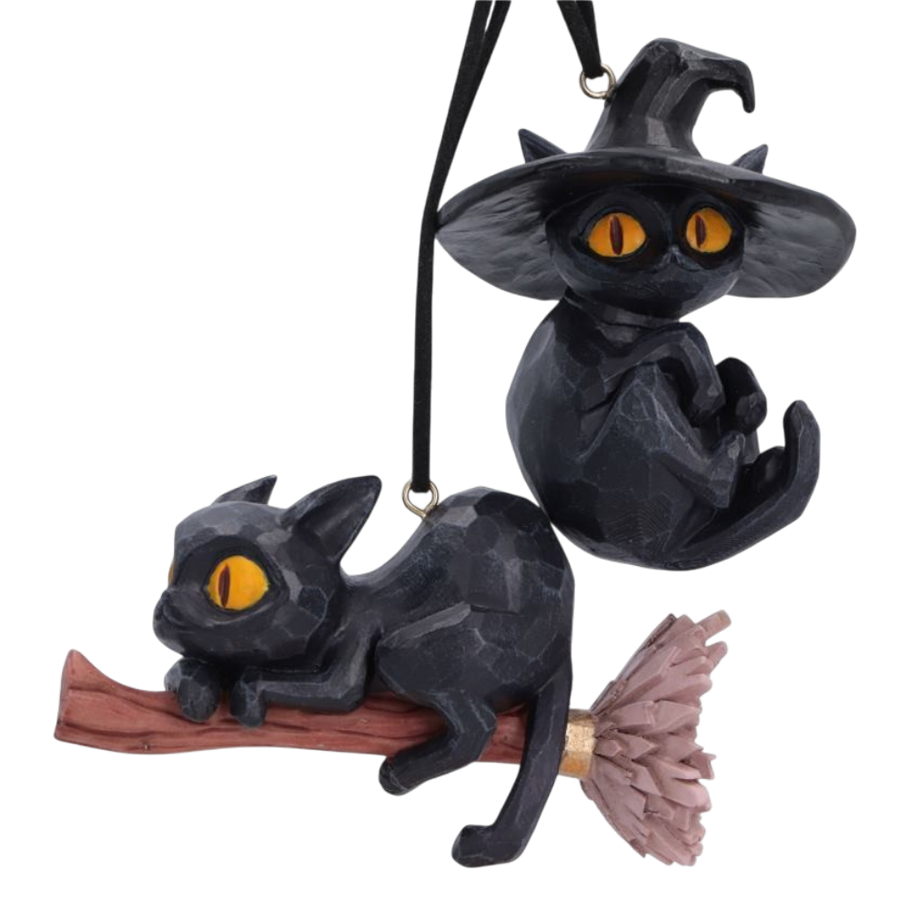Curse and Claw Gothic Weihnachtsanhänger – 2 schwarze Katzen