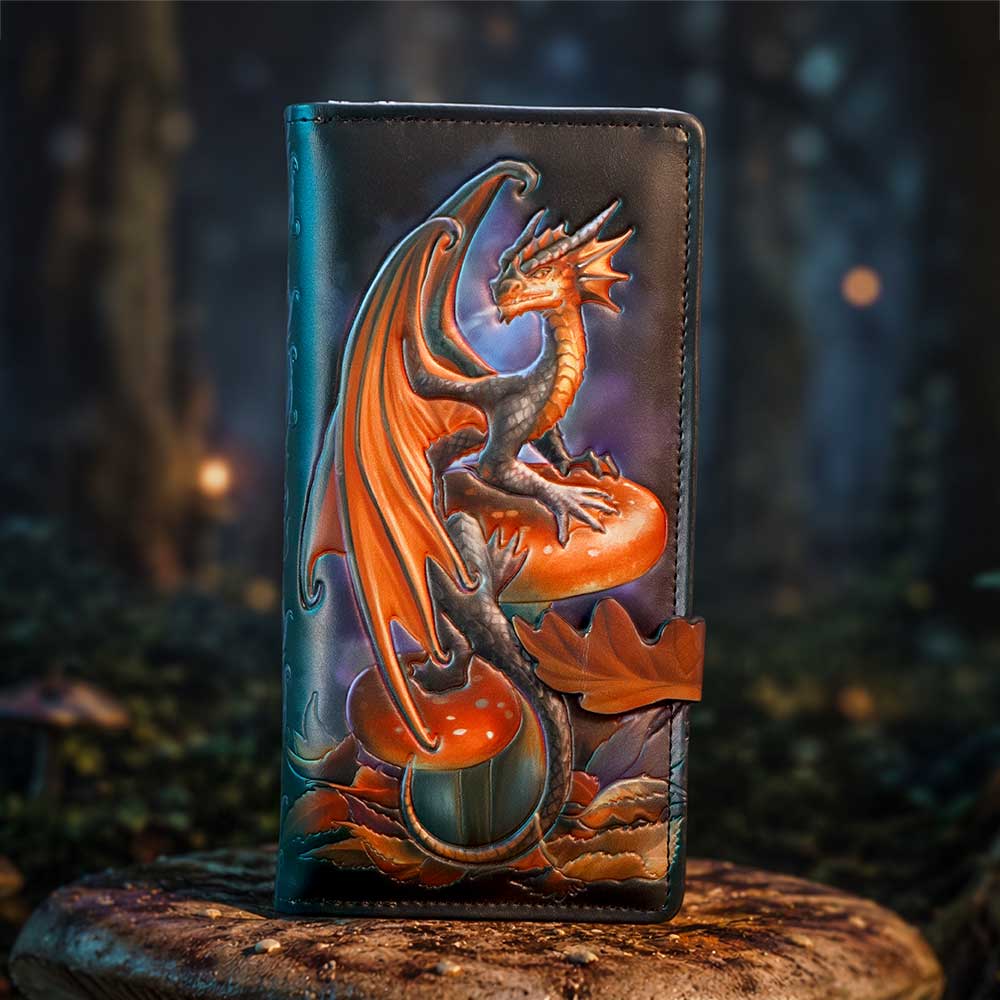 Anne Stokes Geldbörse Pilz Fantasy Drachenmotiv Gothic "Mushroom Dragon" 18,5 cm