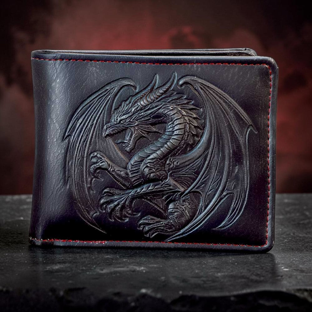 Obsidian Dragon – Herren-Kartenetui mit Drache Relief 9,5 cm Gothic