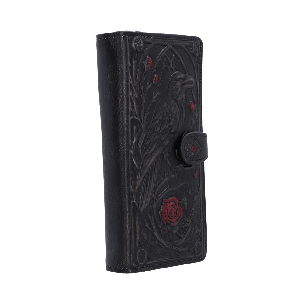 Gothic düster romantische Geldbörse Relief mit Rabenmotiv mit Rosen 18,8 cm
