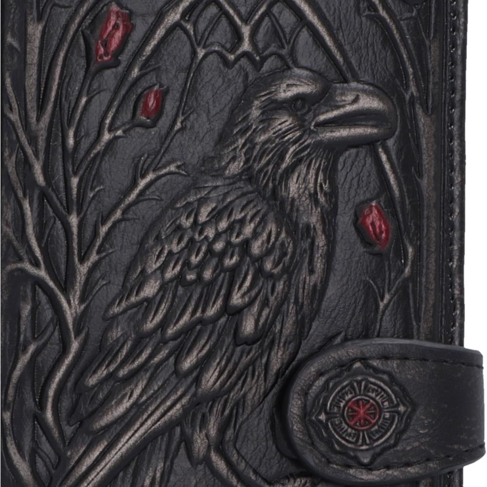 Gothic düster romantische Geldbörse Relief mit Rabenmotiv mit Rosen 18,8 cm