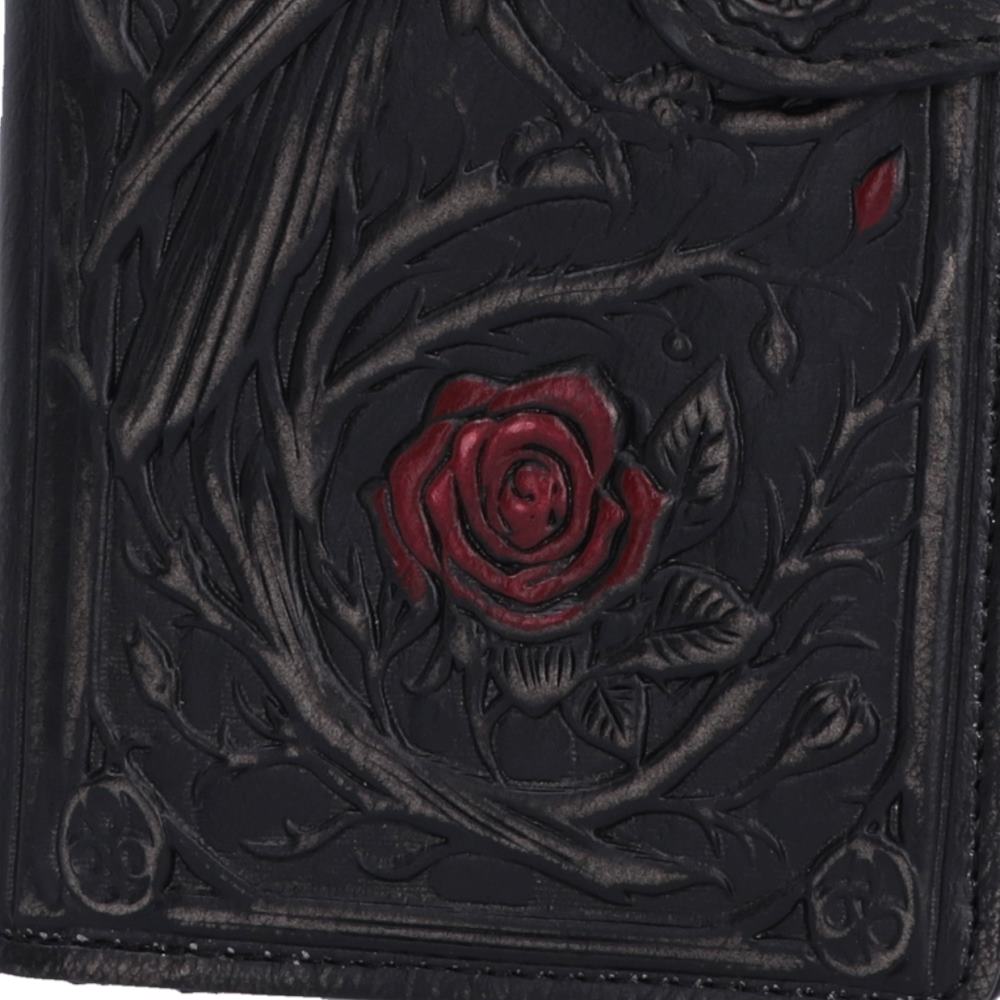 Gothic düster romantische Geldbörse Relief mit Rabenmotiv mit Rosen 18,8 cm