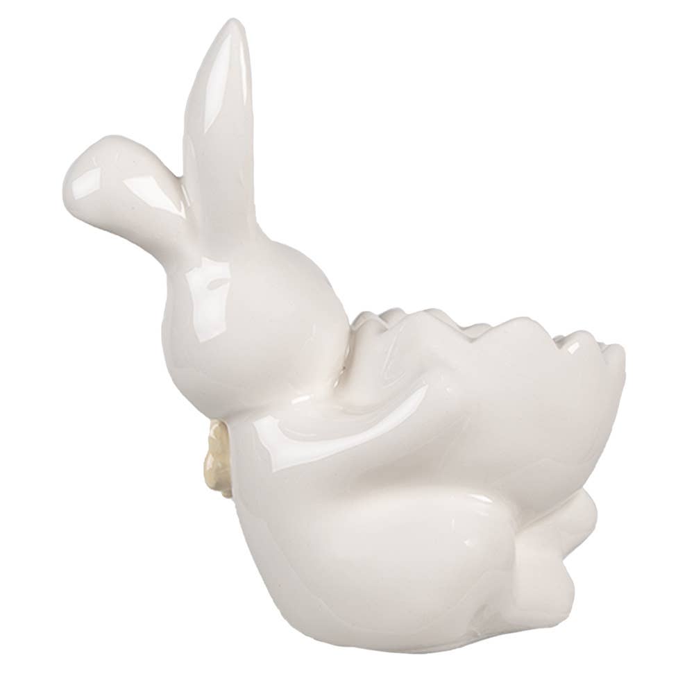 Eierbecher Hase 11 cm weißer vintage Deko für Ostern