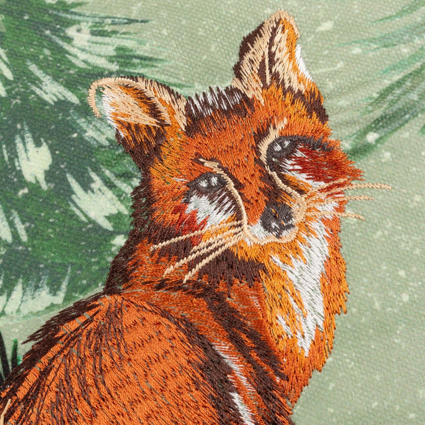 Vintage Kissen mit Füllung Dekokissen Samt "Fuchs im Wald" 30 x 50