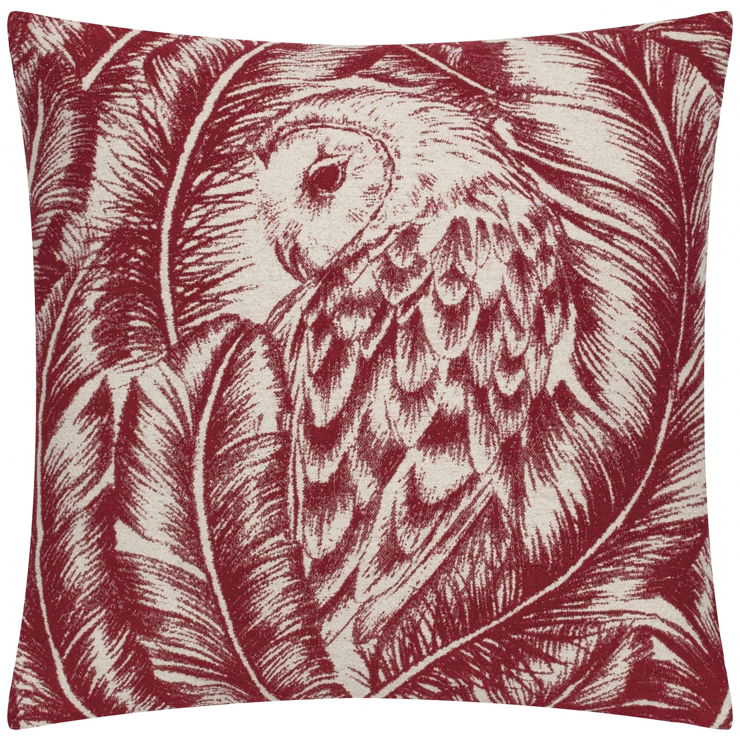 Vintage Zierkissen Dekokissen Kunst Eulenmotiv in bordeaux 45x45 cm