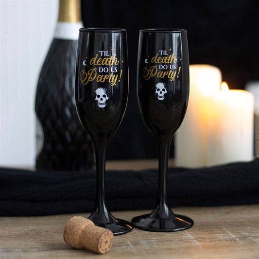 Til Death Do Us Party Sektgläser in schwarz mit Skull