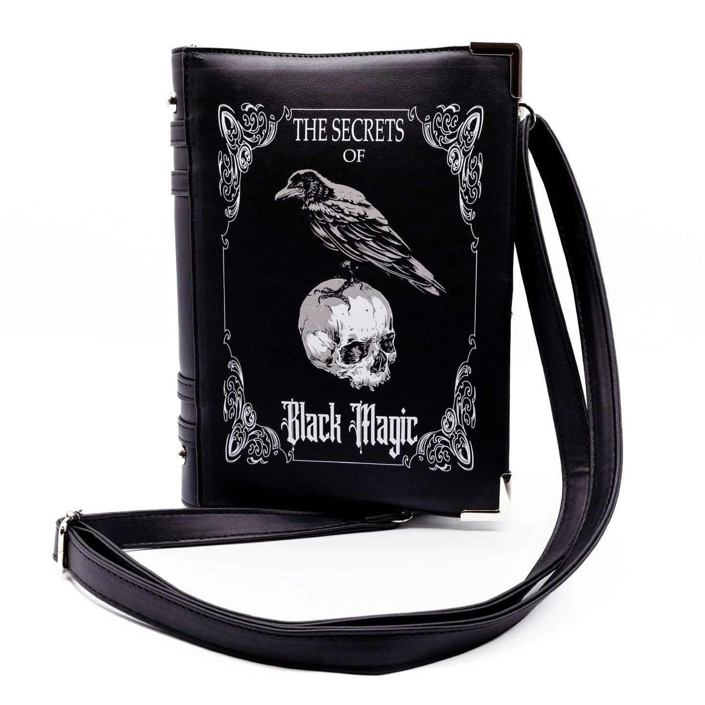 Black Magic Buch-Tasche – Rabe & Totenkopf Gothic Umhängetasche
