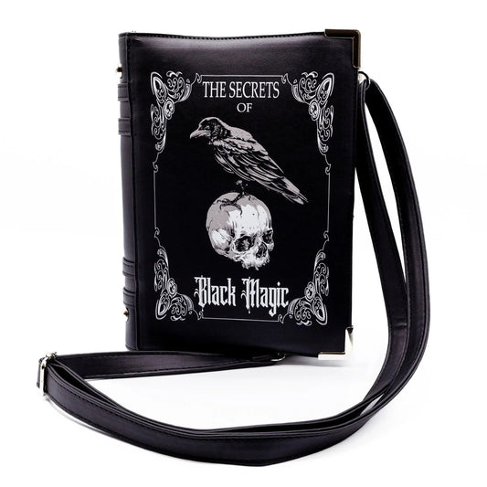 Black Magic Buch-Tasche – Rabe & Totenkopf Gothic Umhängetasche