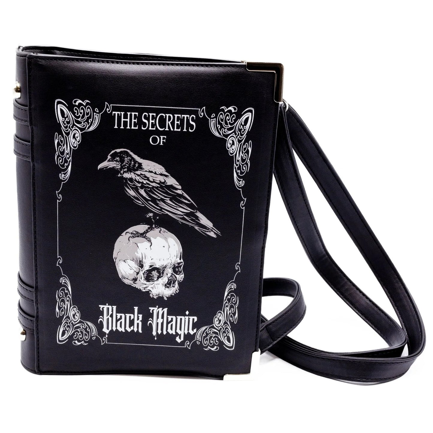 Black Magic Buch-Tasche – Rabe & Totenkopf Gothic Umhängetasche