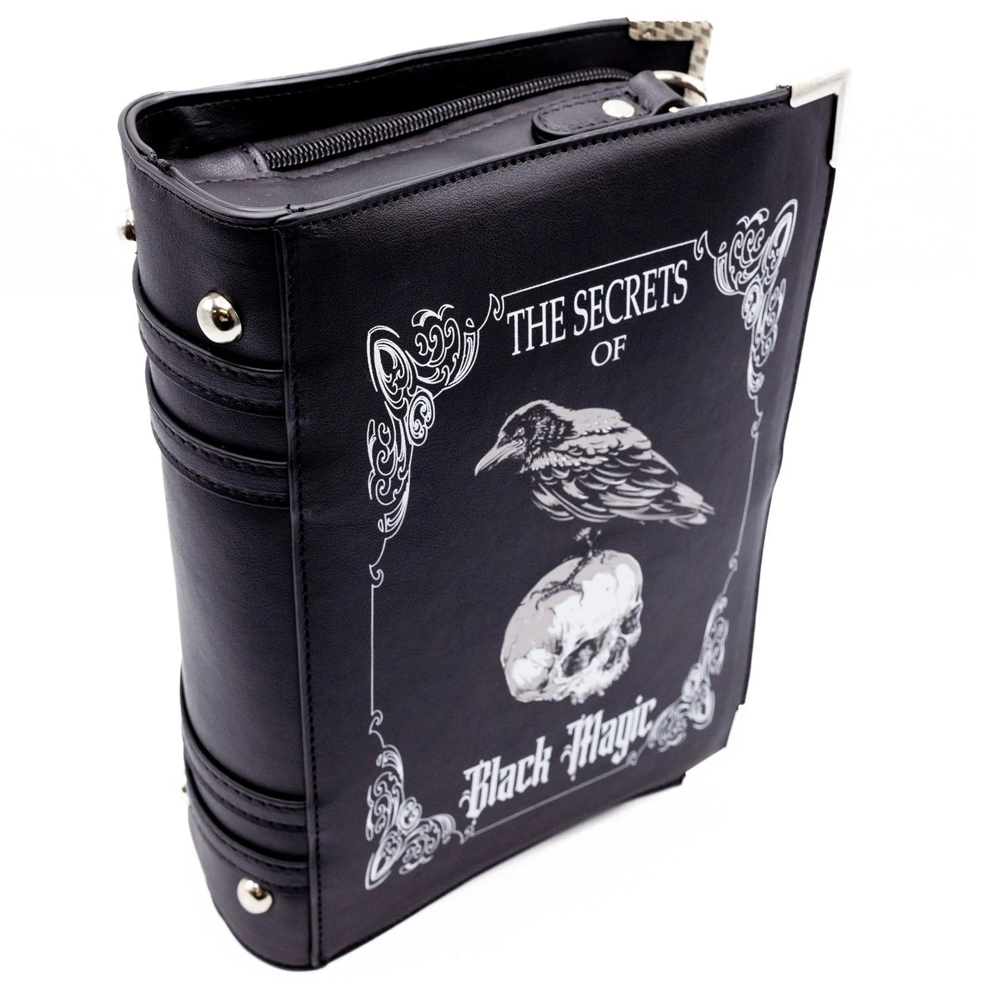Black Magic Buch-Tasche – Rabe & Totenkopf Gothic Umhängetasche