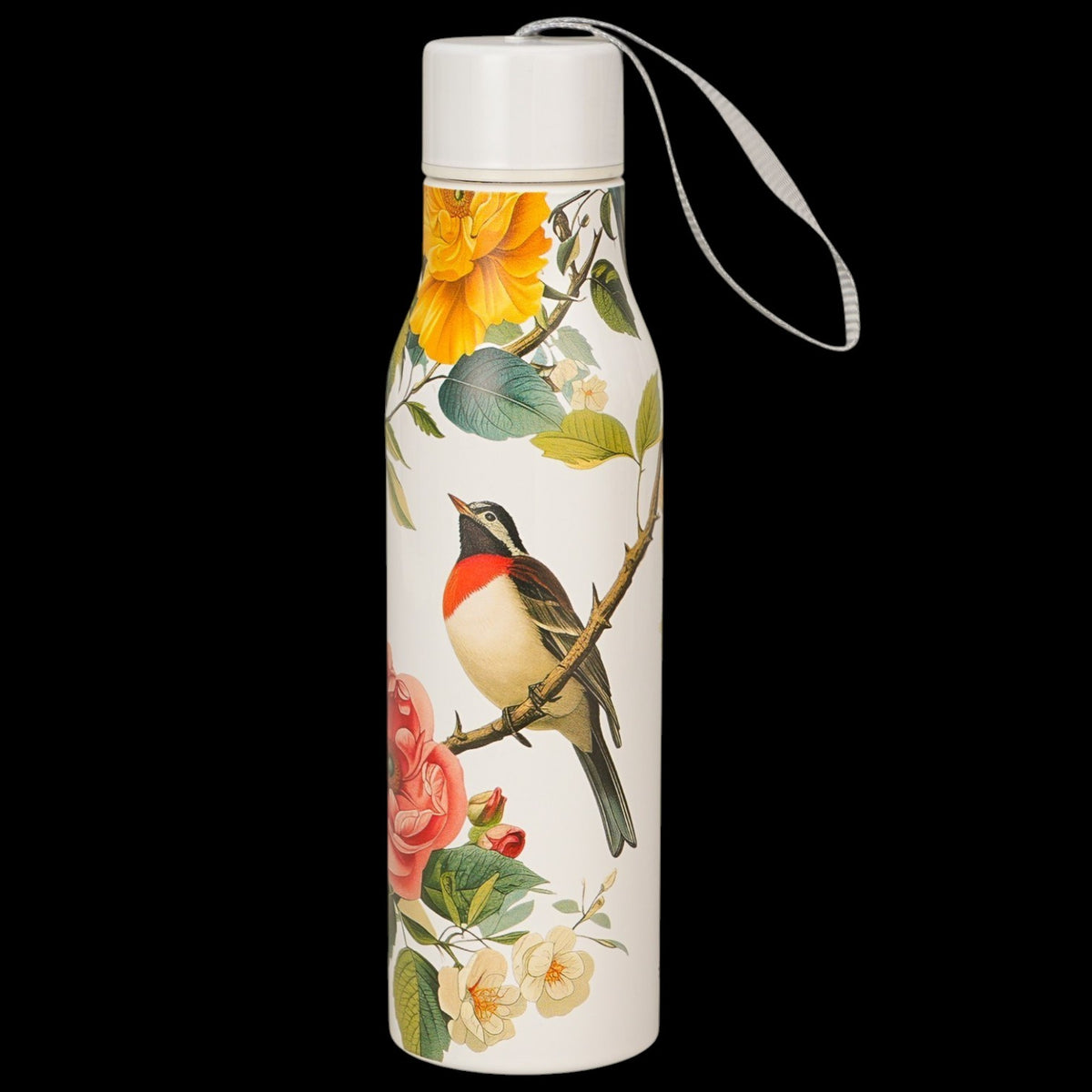 Thermosflasche „April“ Kwiaty Classic 500 ml, Blumen-Motiv, Edelstahl Duo Vogelmotiv