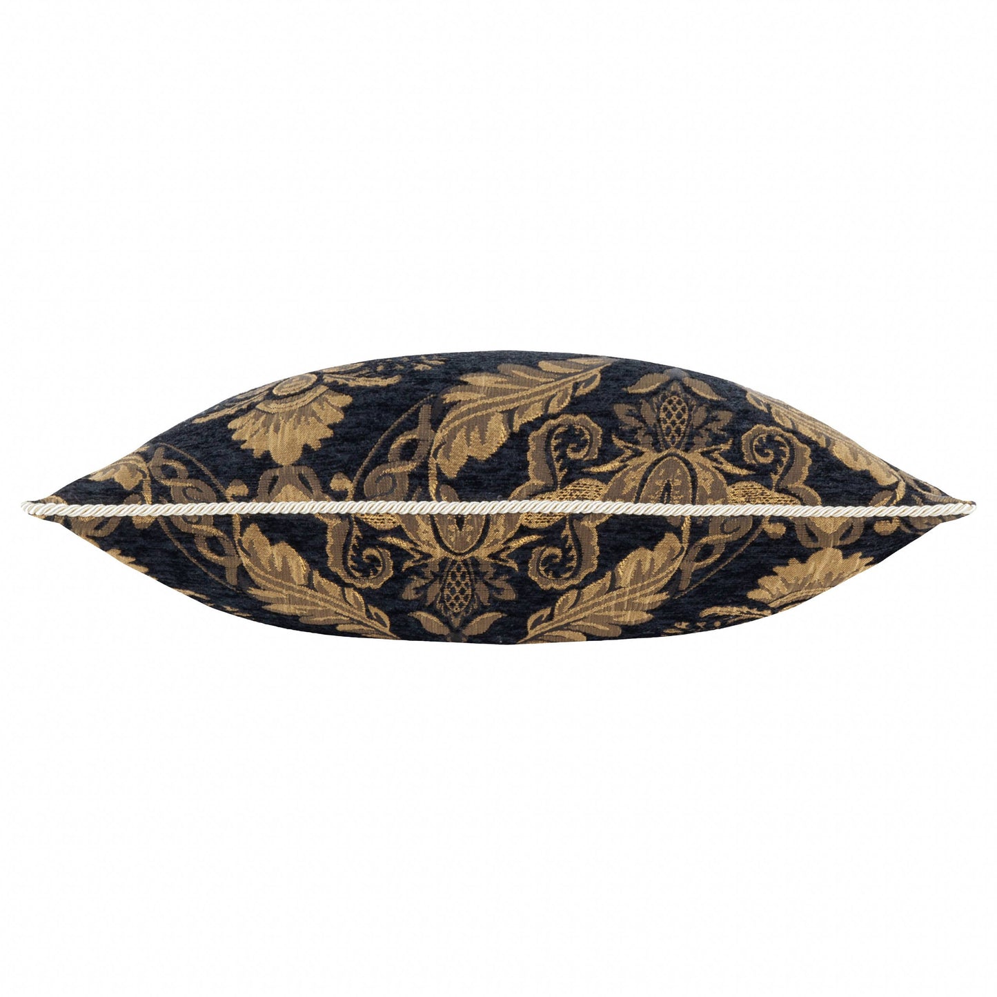 Barockes Jaquard Dekokissen in schwarz-gold 45x45 mit Füllung