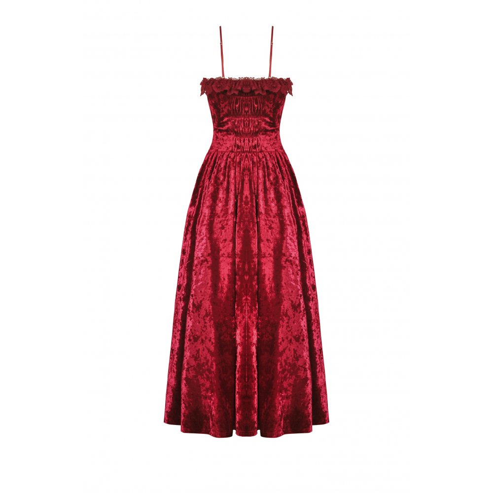 Dark in Love rotes Samtkleid mit Spinne
