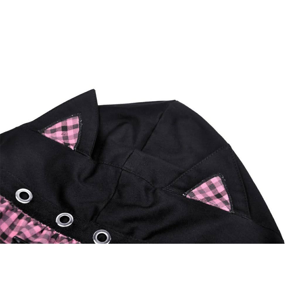 Gothic Kawaii Bolero schwarz-pink mit Katzenohren