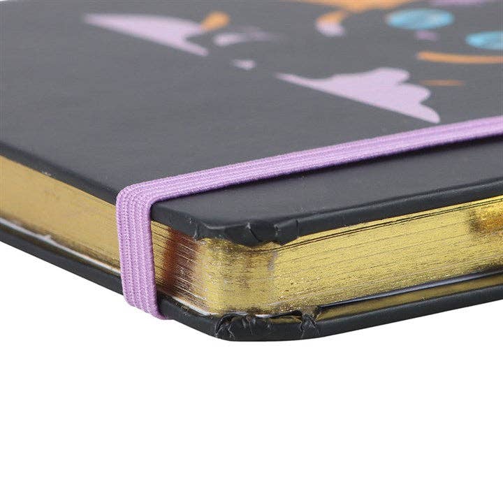 Süßes A5-Notizbuch mit Amethyst-Stift Fledermaus Katze