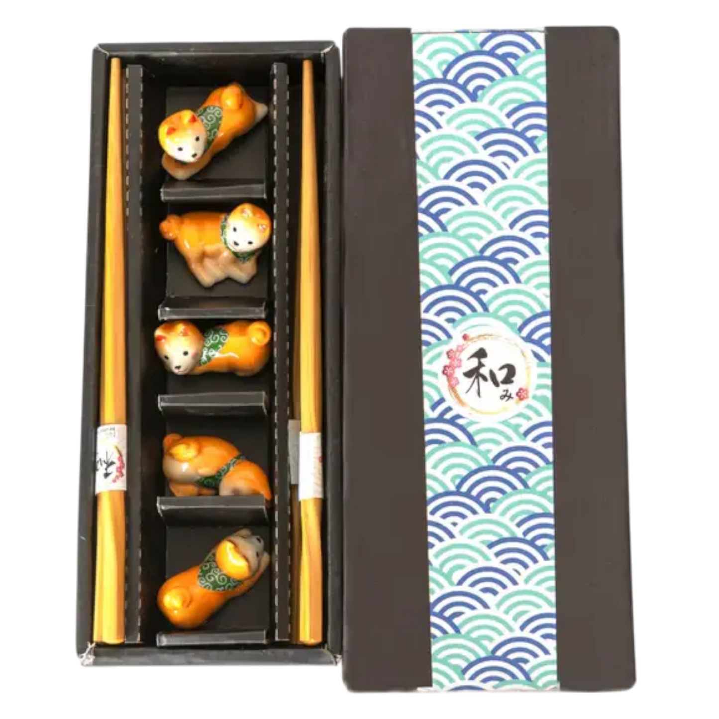 Kawaii 5-teiliges Geschenkset mit Bambus-Essstäbchen Shiba Inu