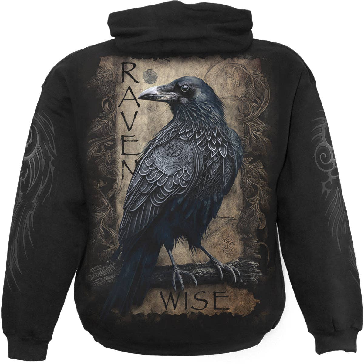 Kultiger Spiral Hoodie "Raven Wise" Wikinger Herren