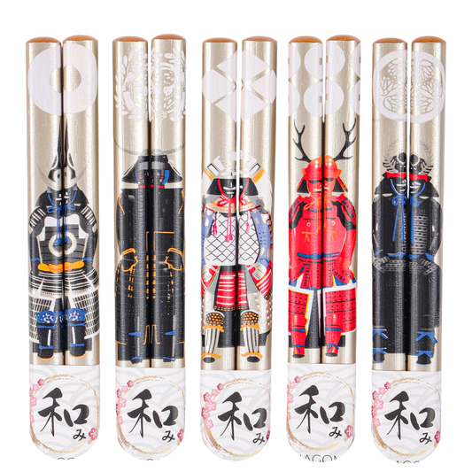 Japanisches 5-teiliges Essstäbchen-Set Samurai Warriors