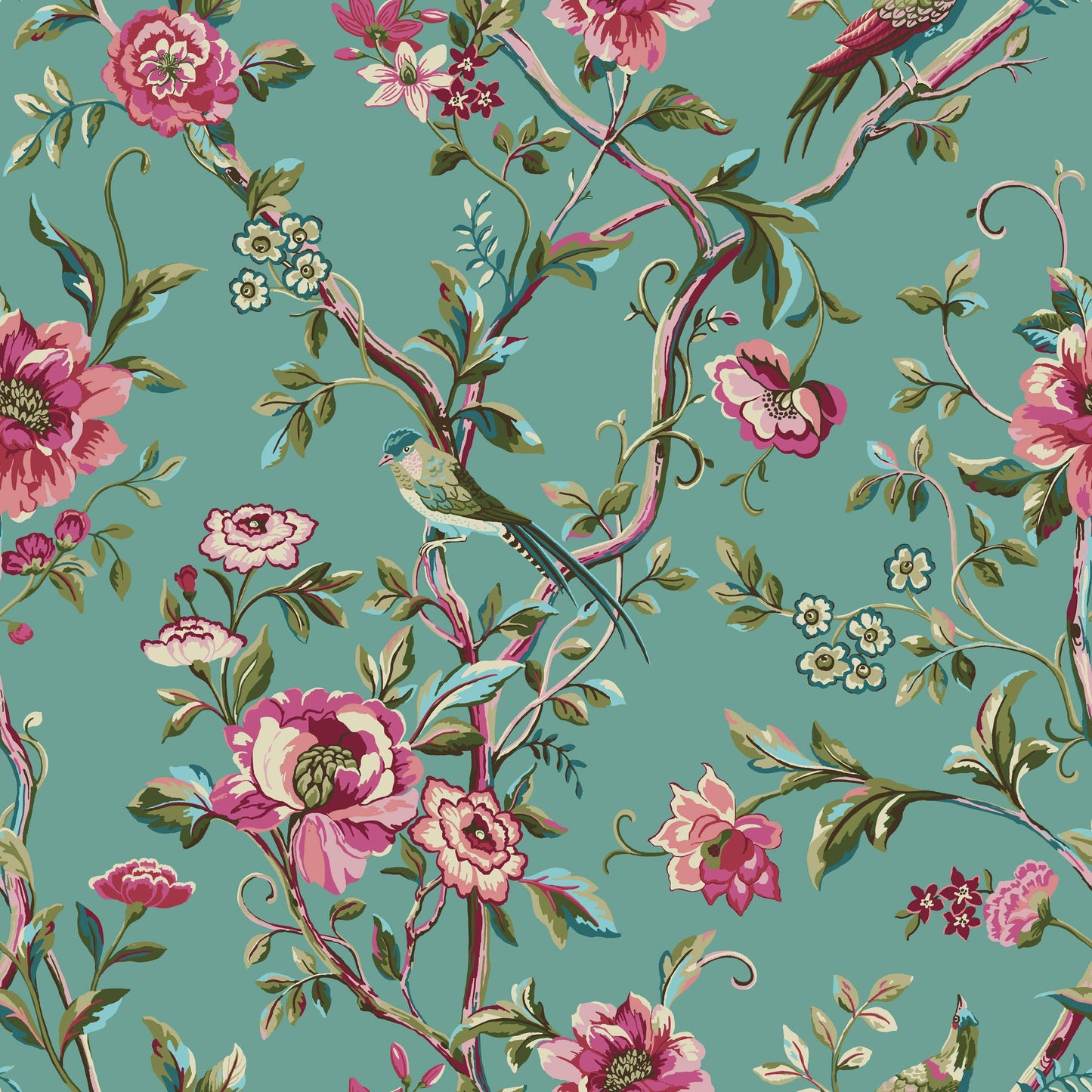 Vintage Chinoiserie Bettwäsche-Set mit nostalgischem Blumenmuster in Jade