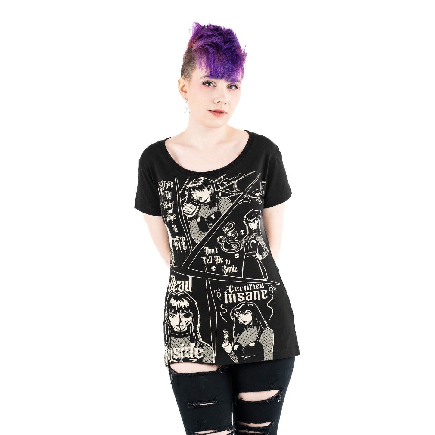 Gothic Certified Insane T-Shirt von Heartless Anime Top