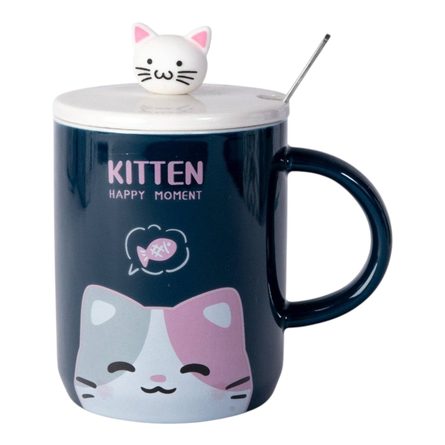Urban Tokyo "Kitten Happy Moment" Tasse 415 ml Tasse mit Deckel & Löffel