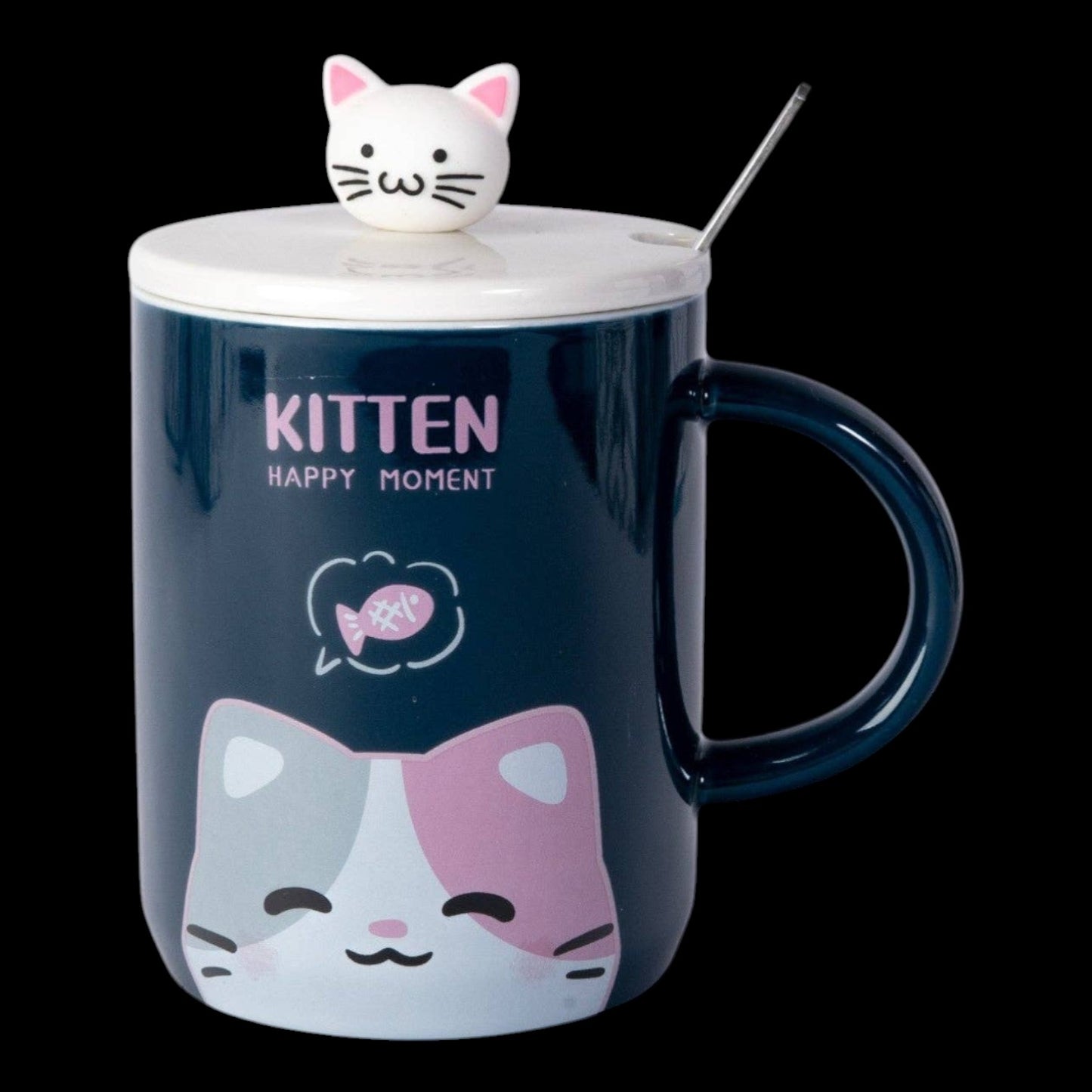 Urban Tokyo "Kitten Happy Moment" Tasse 415 ml Tasse mit Deckel & Löffel
