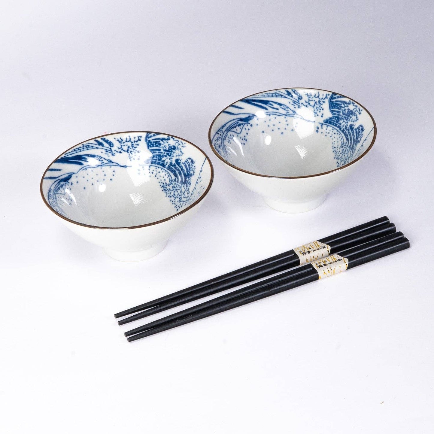 Japanisches Schalen- und Essstäbchen Geschenkset "The big Wave"