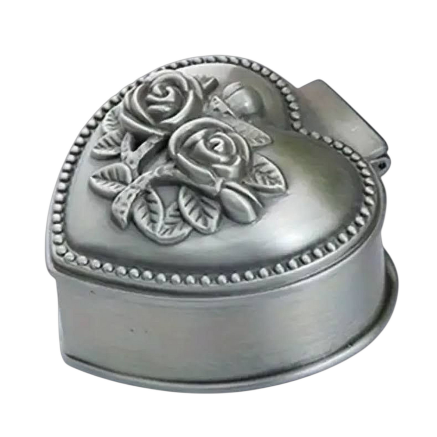 Vintage Schmuckkästchen aus Metall Herz mit Rosen