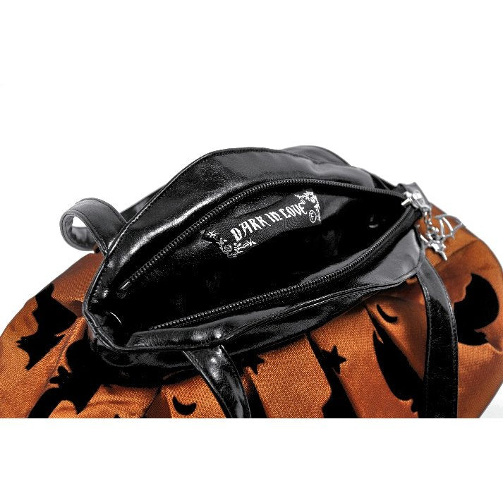 Halloween Beuteltasche in schwarz-orange Fledermausmotiv
