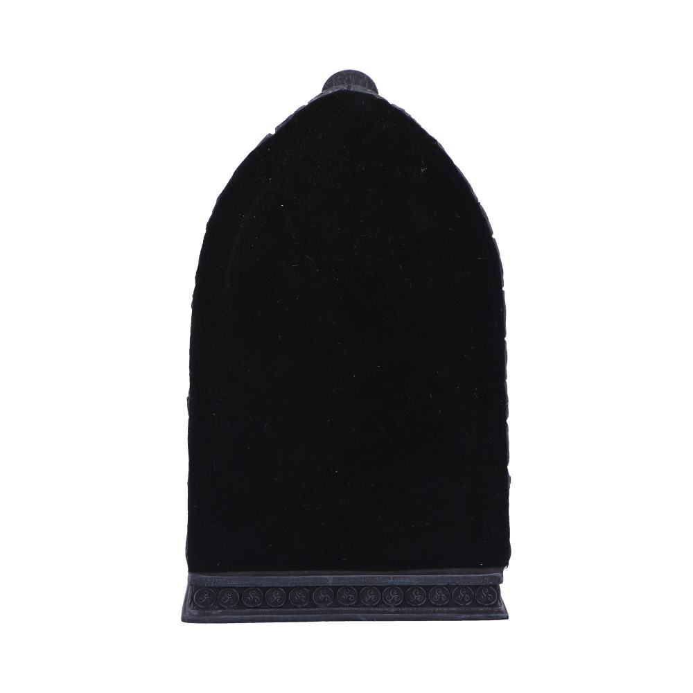 Gothic Led Teelichthalter Katze mit gotischem Bogen und Spiegel 21 cm