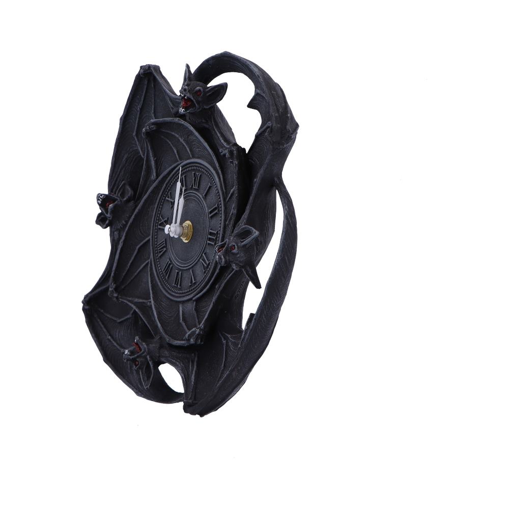 Gothic Wanddekoration Fledermaus Wanduhr schwarz-grau