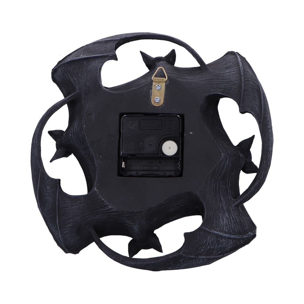 Gothic Wanddekoration Fledermaus Wanduhr schwarz-grau
