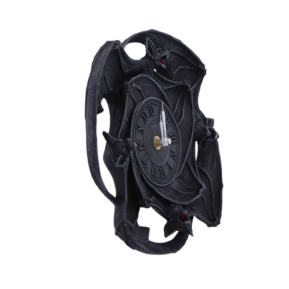 Gothic Wanddekoration Fledermaus Wanduhr schwarz-grau
