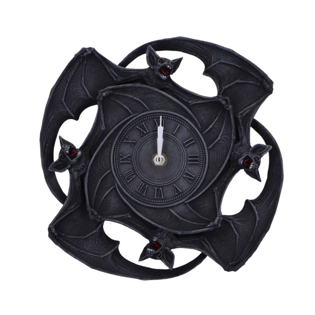 Gothic Wanddekoration Fledermaus Wanduhr schwarz-grau