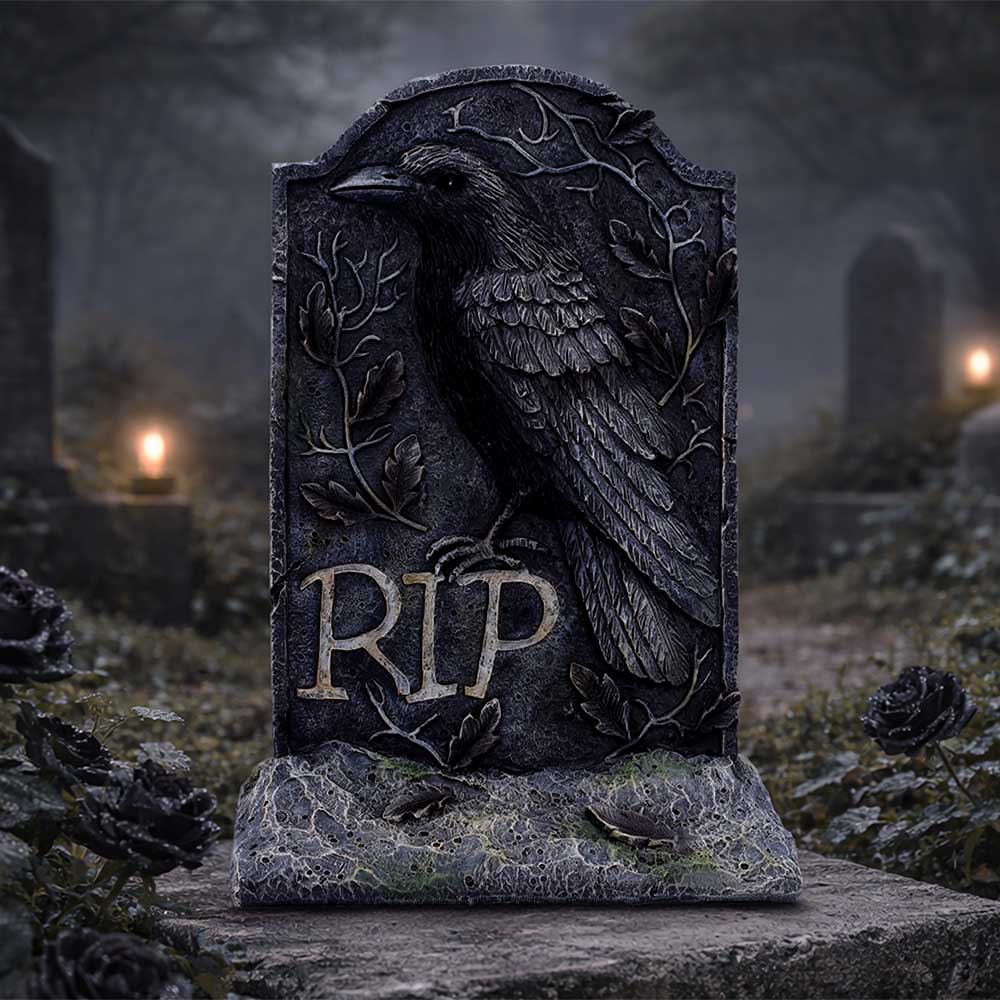 The Last Perch Gothic Raven Gravestone 25.3 cm