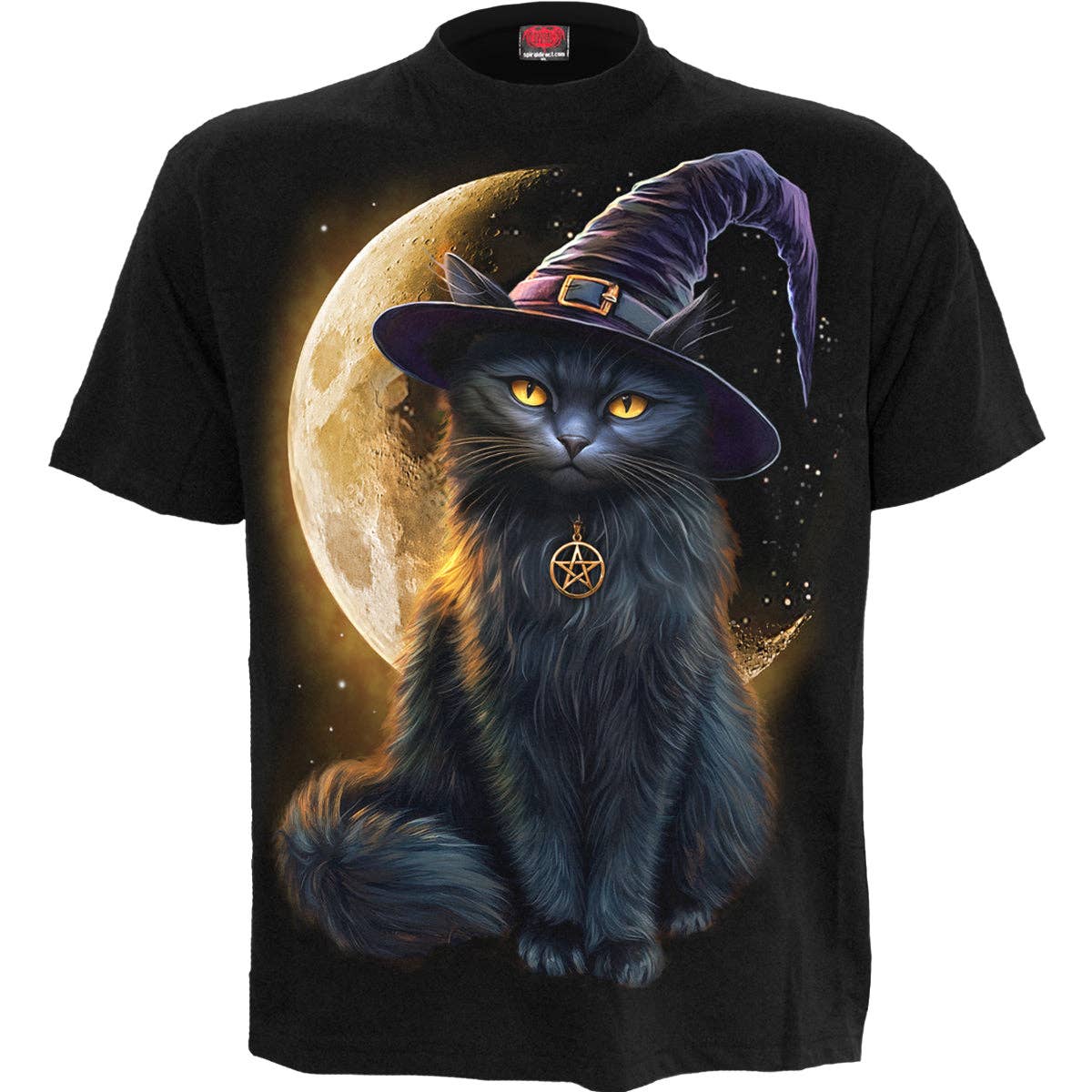 Gothic Halloween Katze T-Shirt "Familiar Magic" Spiral