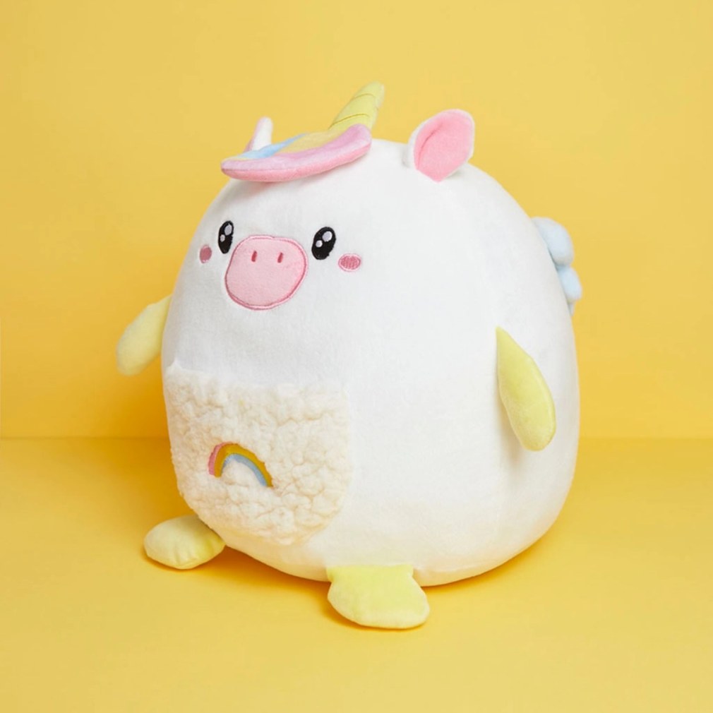 Kawaii weißes Einhorn-Kuscheltier-Kissen mit Regenbogen Dekokissen