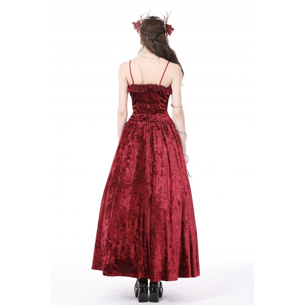 Dark in Love rotes Samtkleid mit Spinne