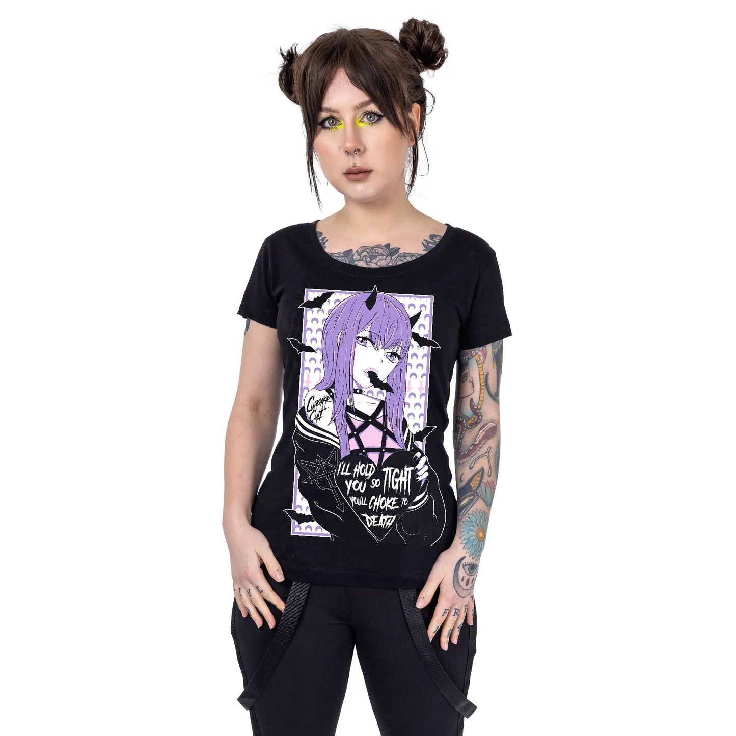 Gothic Anime Top Death Choke T-Shirt schwarz Heartless