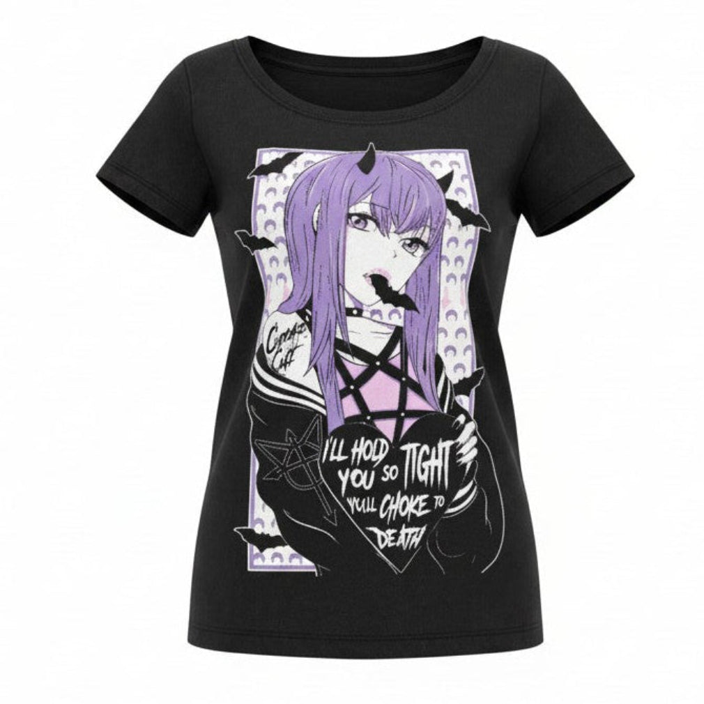 Gothic Anime Top Death Choke T-Shirt schwarz Heartless
