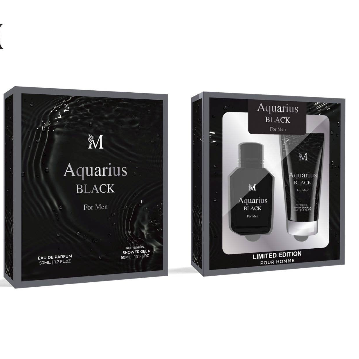 Pafüm Set "AQUARIUS BLACK" Herrenduft mit Patchouli