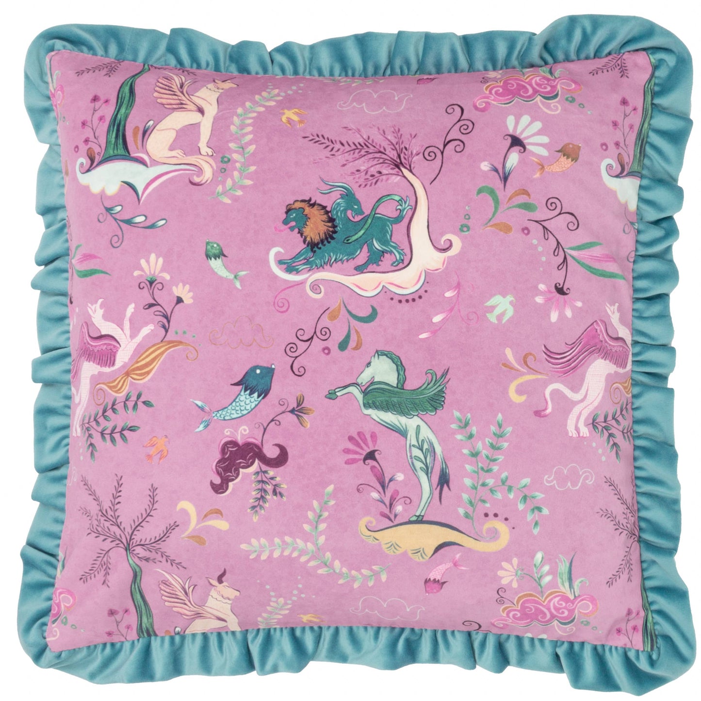 Rüschen Samt Paradekissen Dekokissen Fantasy vintage 45x45 mit Füllkissen