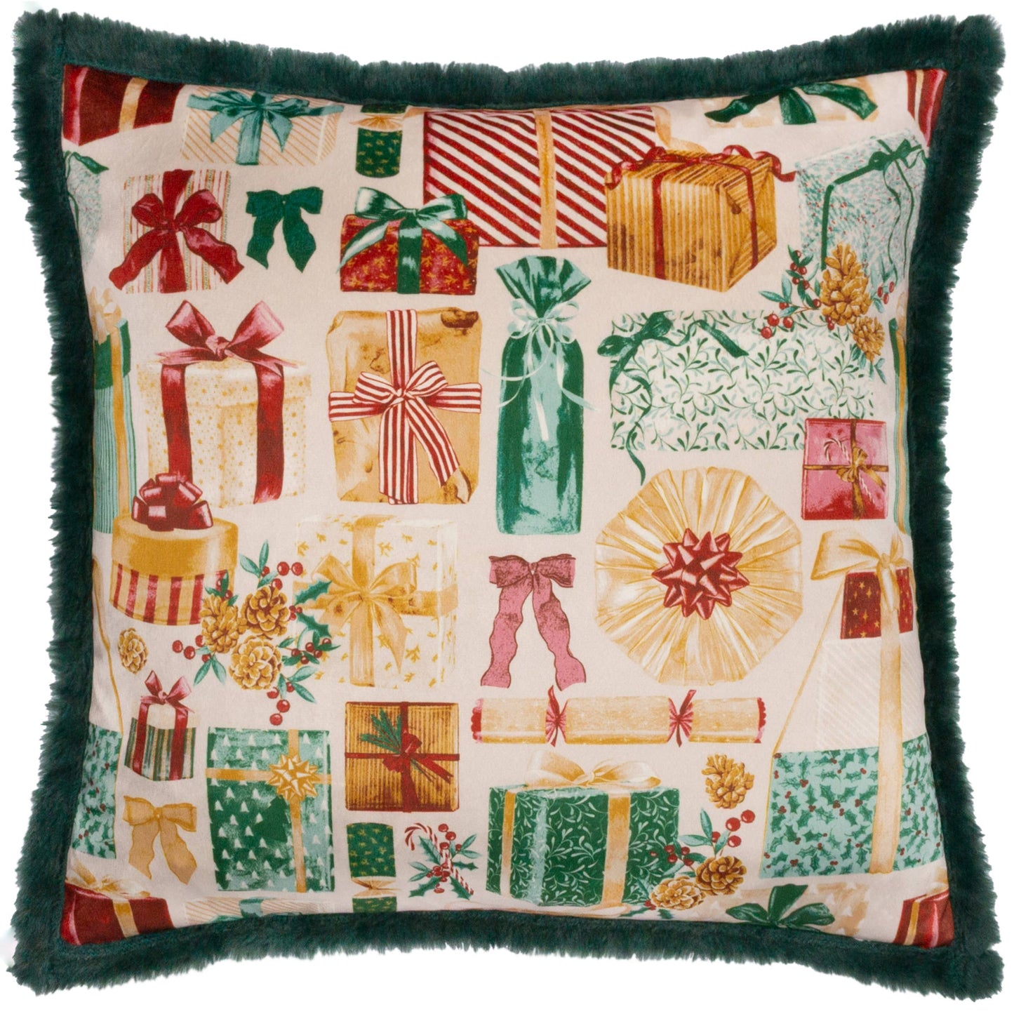 Vintage Samt Dekokissen mit Füllkissen Weihnachtsgeschenke 50x50 cm