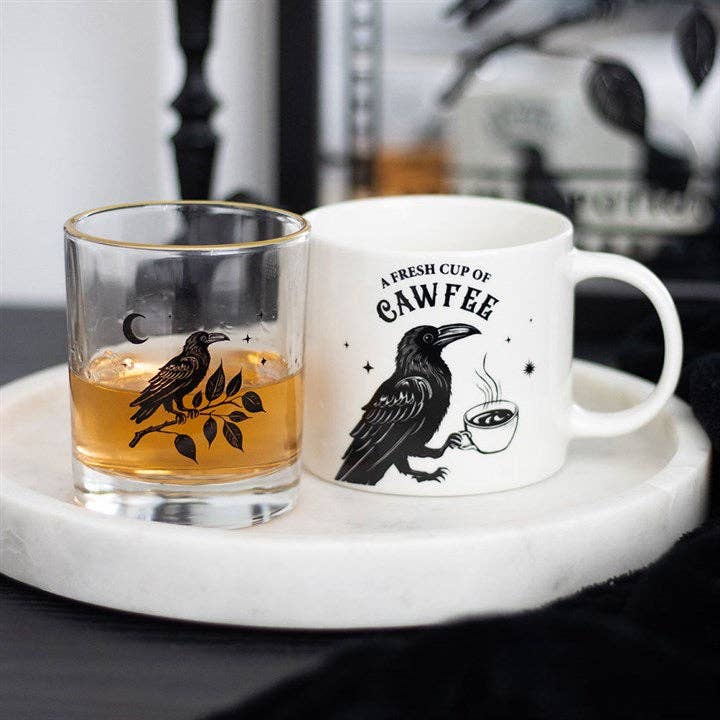 Gothic Trinkglas mit Rabenmotiv 350 ml