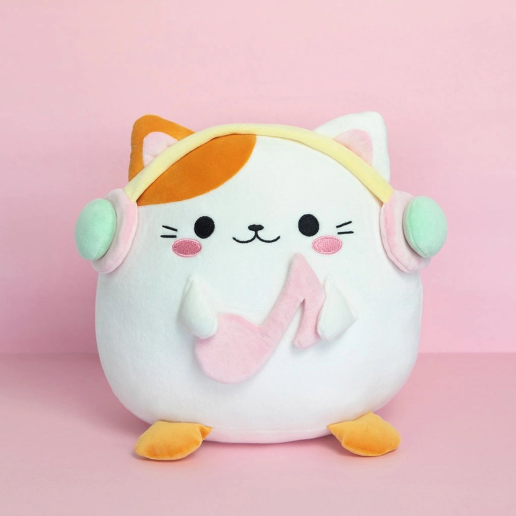 Kawaii Katze Kuscheltier Seitenansicht rosa Hintergrund