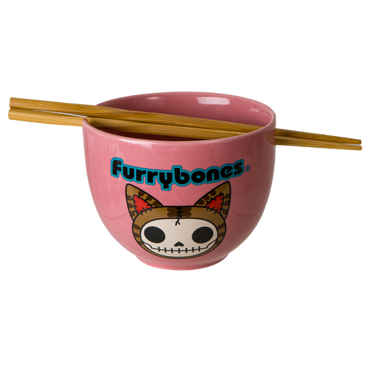Kawaii Furrybones „Maneki“ Ramen-Schüssel Set mit Essstäbchen