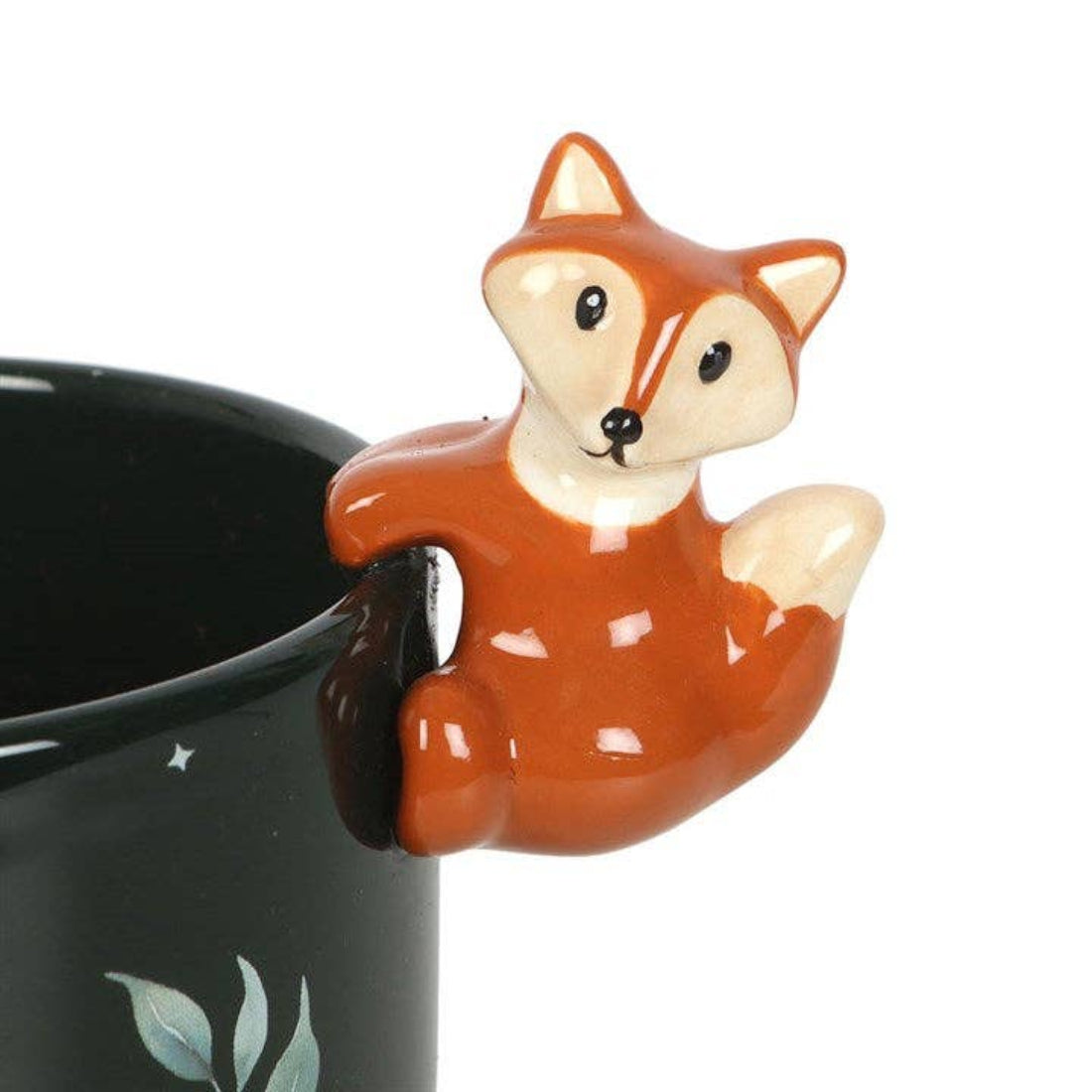 Vintage Pflanzentopf mit grünem Waldmuster und kleinem Fuchs