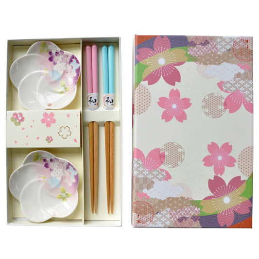 Sakura Kirschblüten Geschenkset 2x Schälchen und Essstäbchen